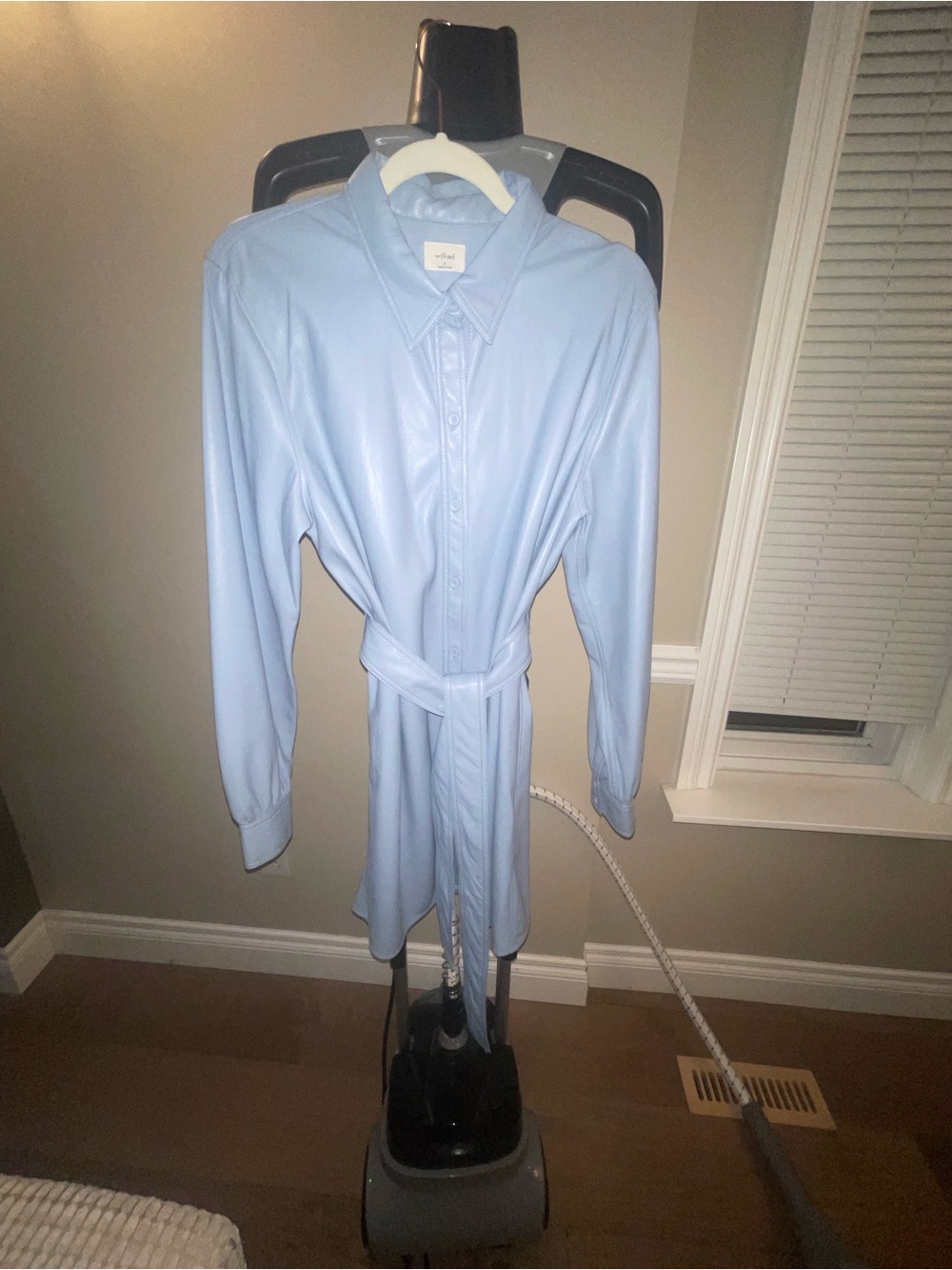 Aritzia Caroline vegan leather light blue dress. Wilfred size medium.